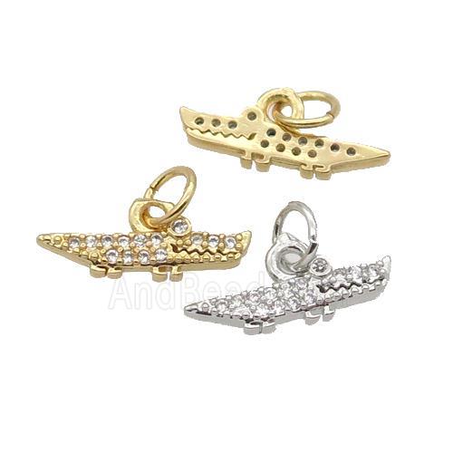 Copper Crocodile Pendant Pave Zircon Mixed