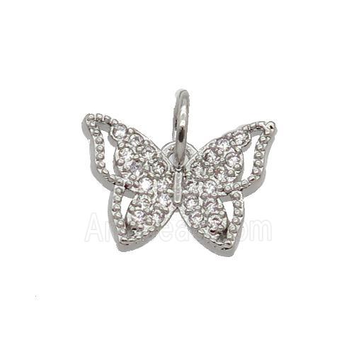 Copper Butterfly Pendant Pave Zircon Platinum Plated
