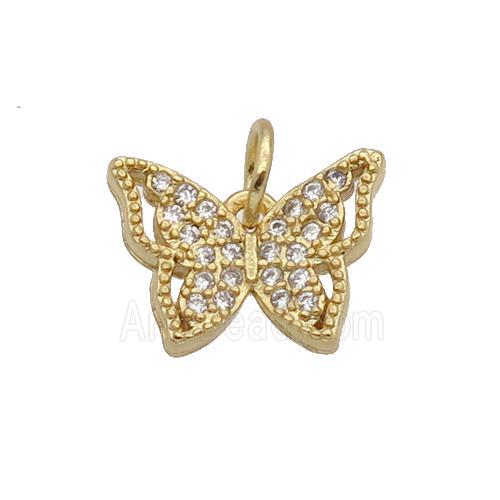 Copper Butterfly Pendant Pave Zircon Gold Plated