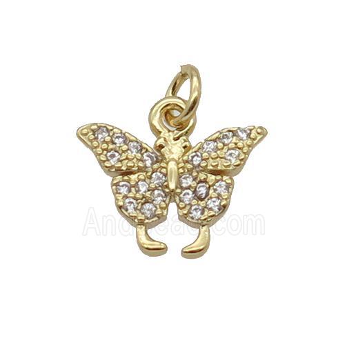 Copper Butterfly Pendant Pave Zircon Gold Plated