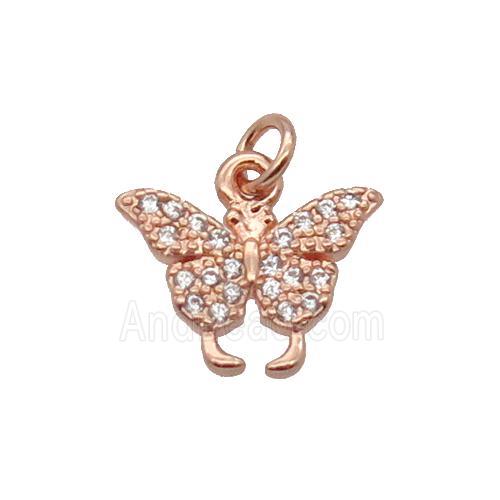 Copper Butterfly Pendant Pave Zircon Rose Gold