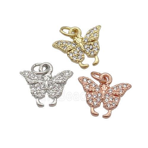 Copper Butterfly Pendant Pave Zircon Mixed