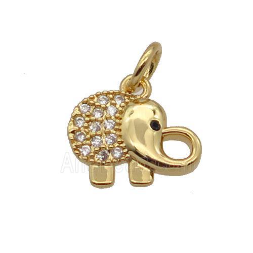 Copper Elephant Pendant Pave Zircon Gold Plated