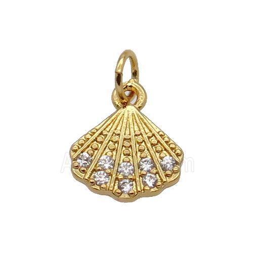 Copper Pendant Pave Zircon Conchshell Gold Plated