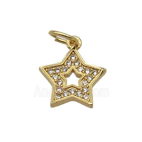 Copper Star Pendant Pave Zircon Gold Plated