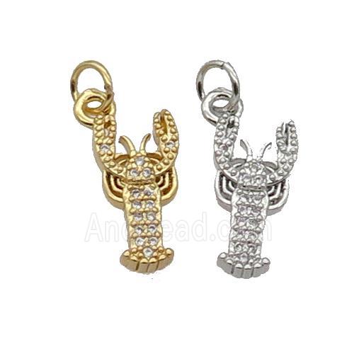 Copper Lobster Pendant Pave Zircon Mixed