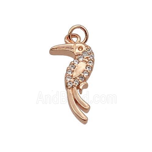 Copper Parrot Pendant Pave Zircon Birds Rose Gold