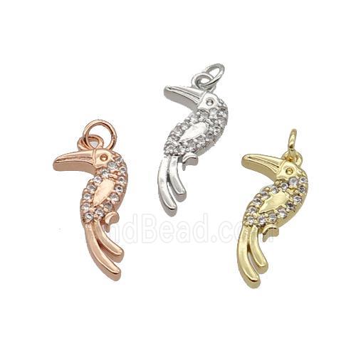 Copper Parrot Pendant Pave Zircon Birds Mixed