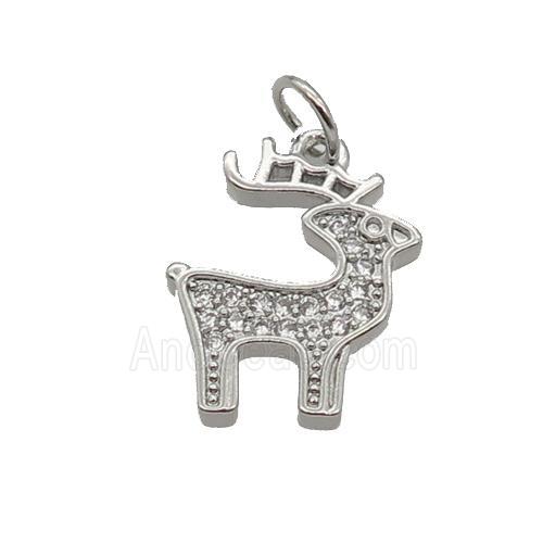 Copper Reindeer Pendant Pave Zircon Christmas Platinum Plated