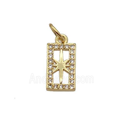 Copper Rectangle Pendant Pave Zircon Northstar Gold Plated