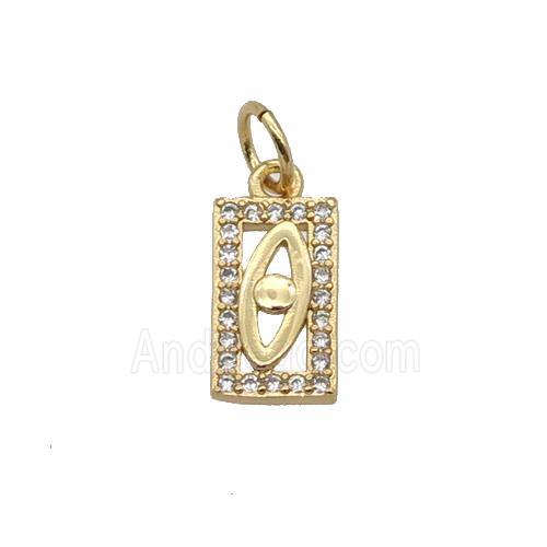 Copper Rectangle Pendant Pave Zircon Earth Gold Plated