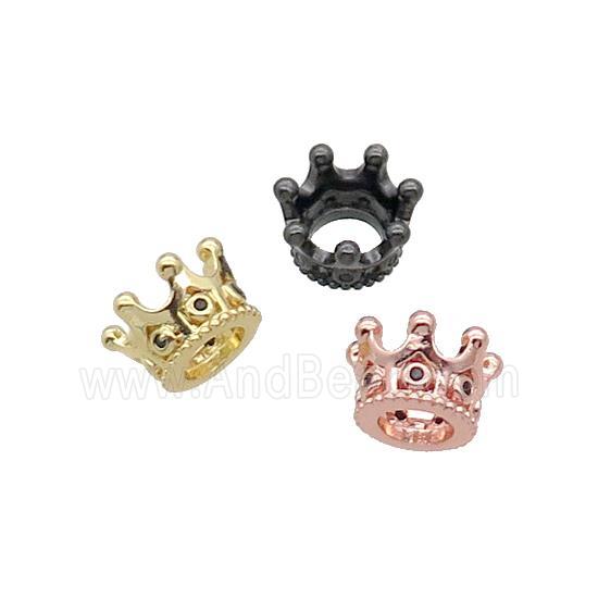 Copper Crown Beads Pave Zircon Mixed