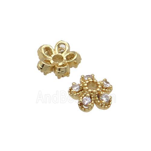 Copper BeadCaps Pave Zircon Gold Plated