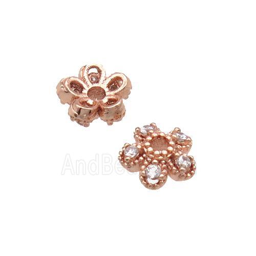 Copper BeadCaps Pave Zircon Rose Gold