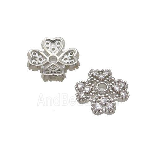 Copper BeadCaps Pave Zircon Platinum Plated