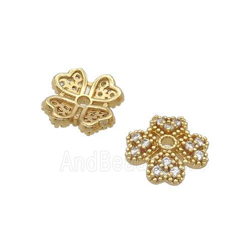 Copper BeadCaps Pave Zircon Gold Plated