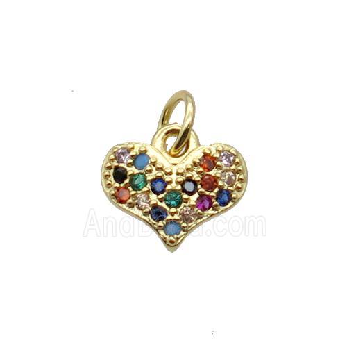 Copper Heart Pendant Pave Zircon Gold Plated