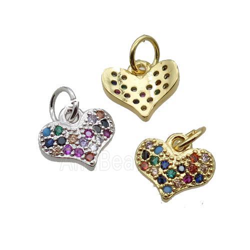 Copper Heart Pendant Pave Zircon Mixed