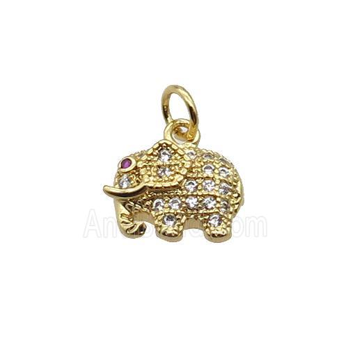 Copper Elephant Pendant Pave Zircon Gold Plated