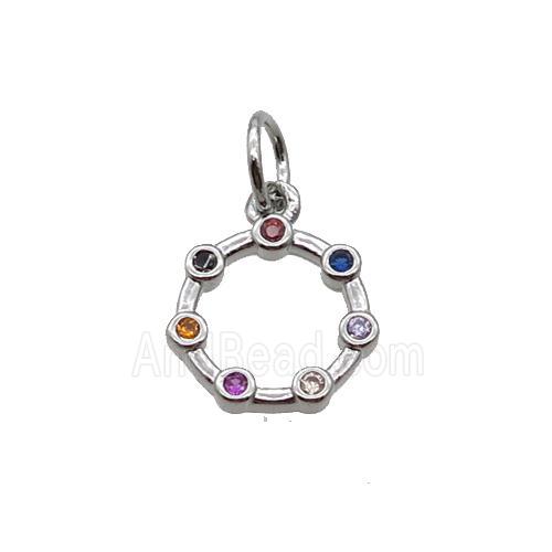 Copper Circle Pendant Pave Zircon Platinum Plated