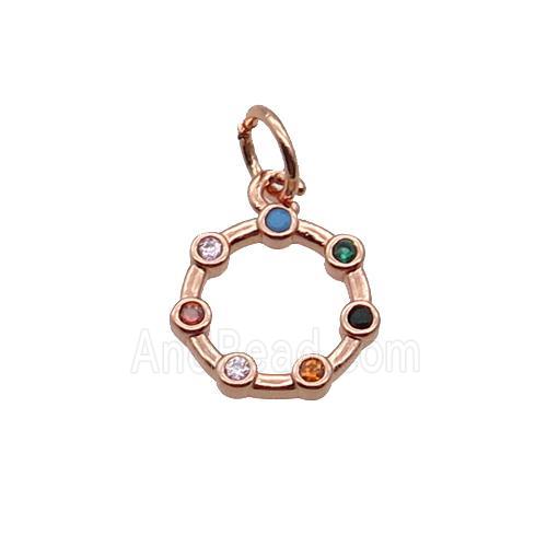 Copper Circle Pendant Pave Zircon Rose Gold