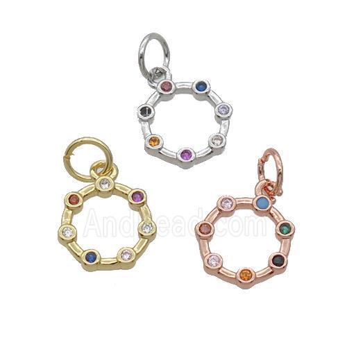 Copper Circle Pendant Pave Zircon Mixed