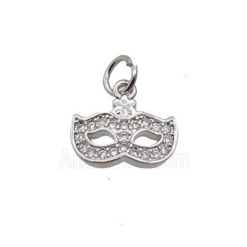 Copper EyeMask Pendant Pave Zircon Platinum Plated