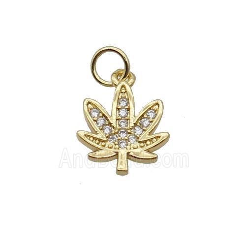 Copper Leaf Pendant Pave Zircon Gold Plated