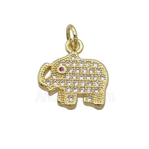 Copper Elephant Pendant Pave Zircon Gold Plated