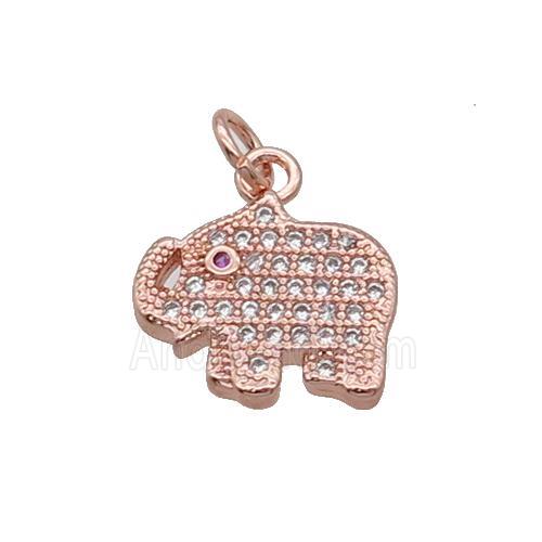 Copper Elephant Pendant Pave Zircon Rose Gold