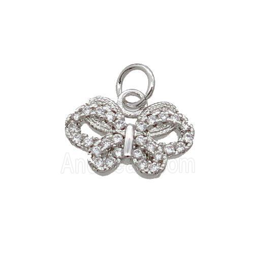 Copper Butterfly Pendant Pave Zircon Platinum Plated