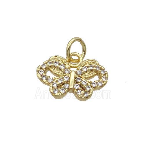 Copper Butterfly Pendant Pave Zircon Gold Plated