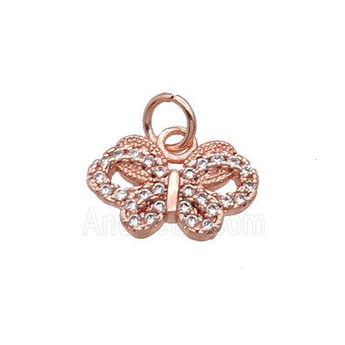 Copper Butterfly Pendant Pave Zircon Rose Gold