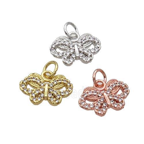 Copper Butterfly Pendant Pave Zircon Mixed