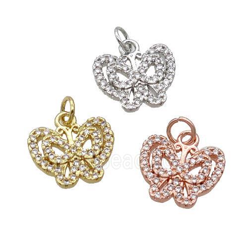 Copper Butterfly Pendant Pave Zircon Mixed
