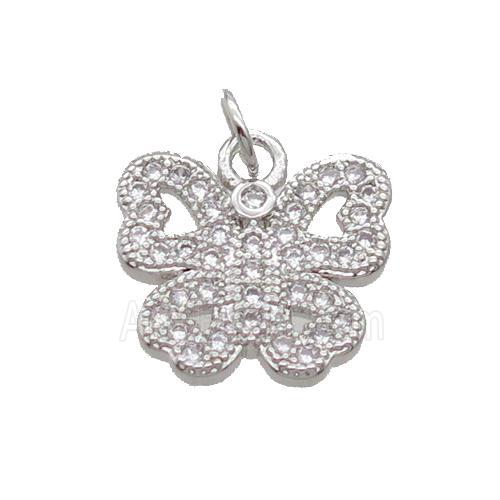 Copper Butterfly Pendant Pave Zircon Platinum Plated