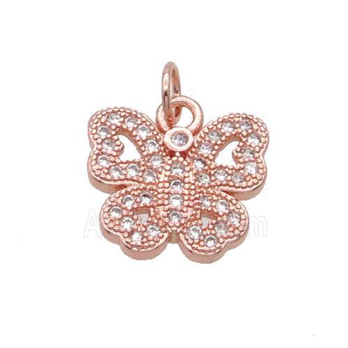 Copper Butterfly Pendant Pave Zircon Rose Gold