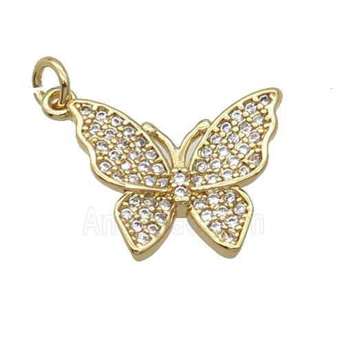 Copper Butterfly Pendant Pave Zircon Gold Plated