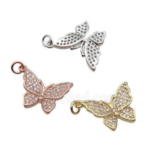 Copper Butterfly Pendant Pave Zircon Mixed