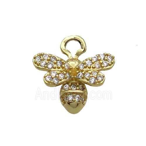 Copper Honeybee Pendant Pave Zircon Gold Plated