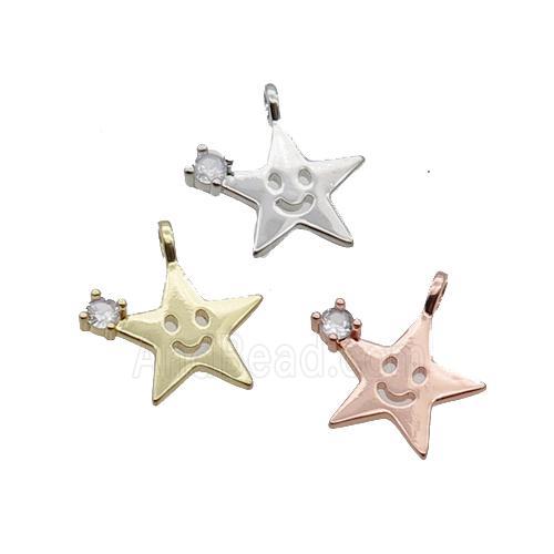 Copper Star Pendant Pave Zircon Smileface Mixed