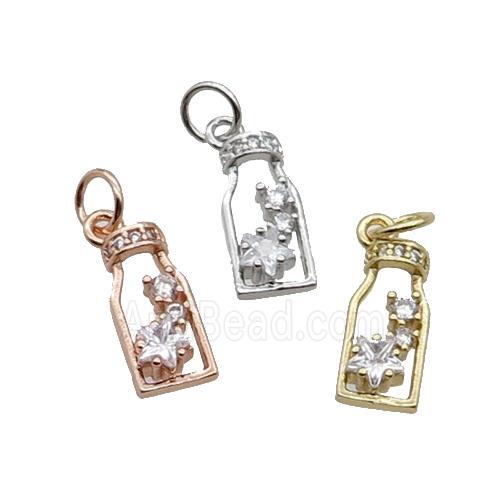 Copper Bottle Pendant Pave Zircon Mixed