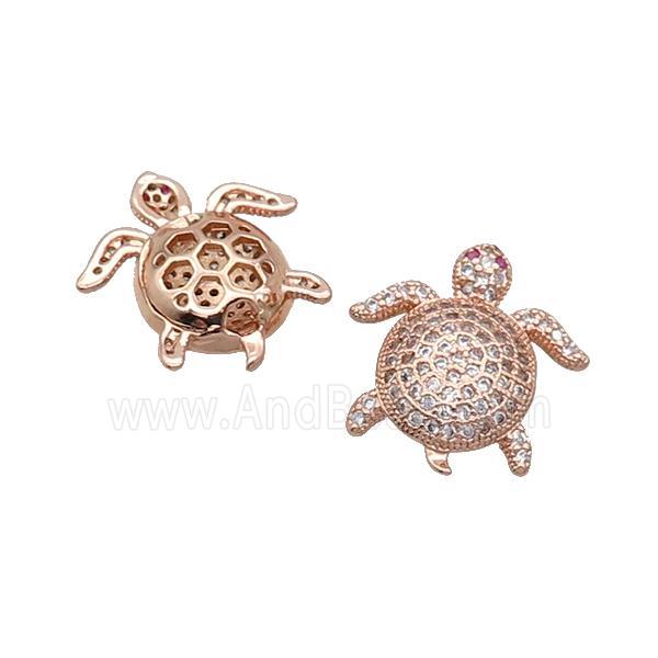Copper Tortoise Beads Pave Zircon Rose Gold