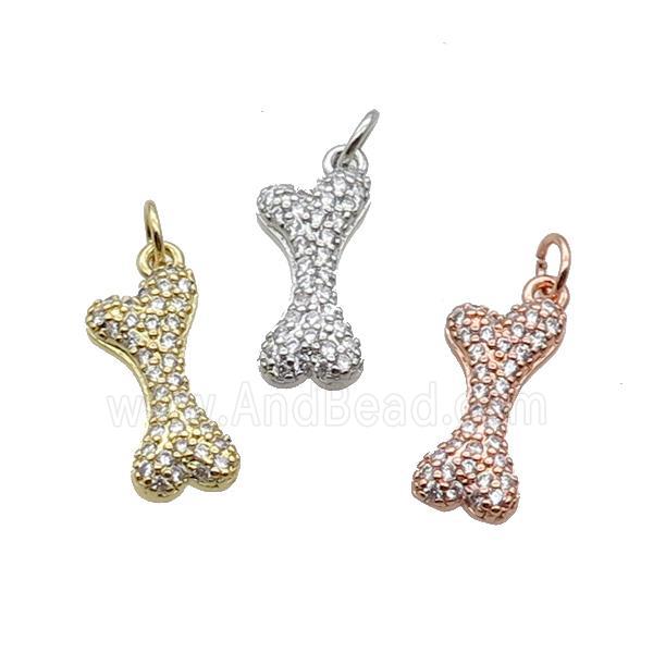 Copper DogBone Pendant Pave Zircon Mixed