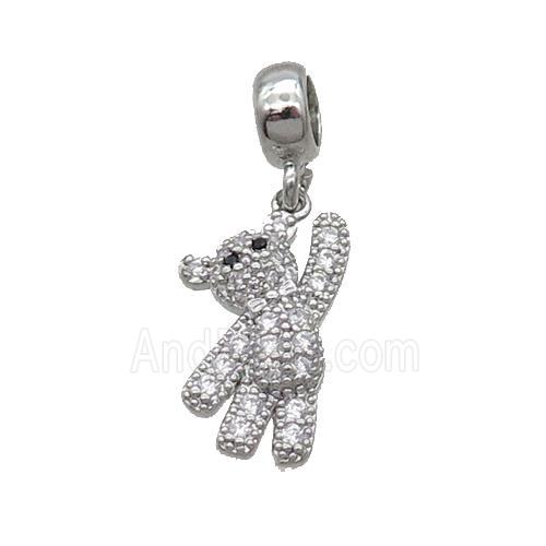 Copper Panda Pendant Pave Zircon Platinum Plated
