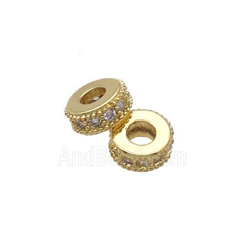 Copper Heishi Spacer Beads Pave Zircon Gold Plated