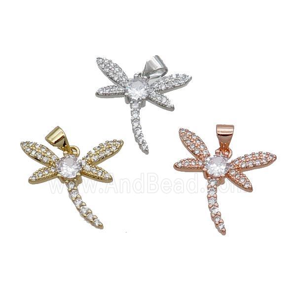 Copper Dragonfly Pendant Pave Zircon Mixed