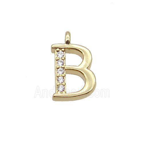 Copper Letter-B Pendant Pave Zircon Gold Plated