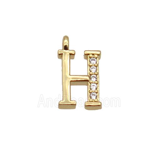 Copper Letter-H Pendant Pave Zircon Gold Plated