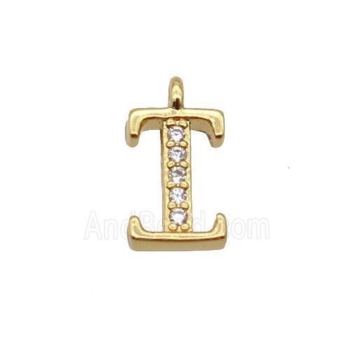 Copper Letter-I Pendant Pave Zircon Gold Plated